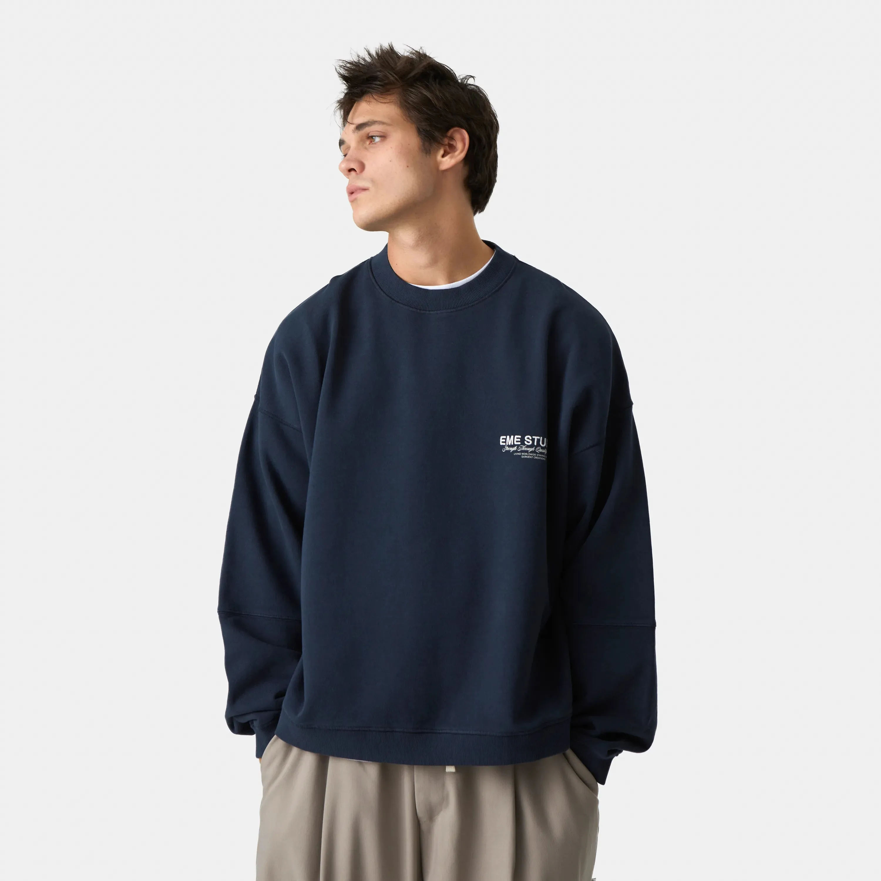 Iconic Navy Oversized Crewneck