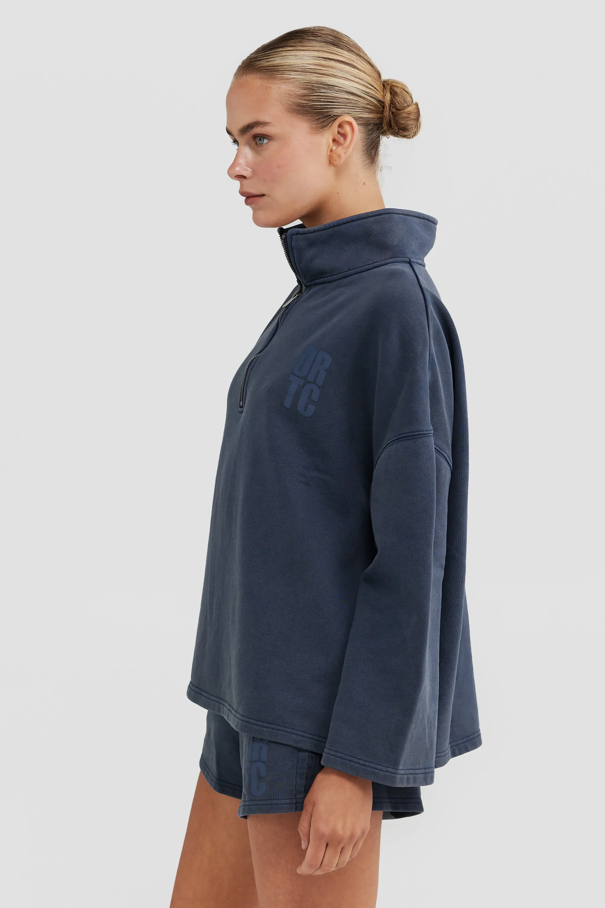 Isla Oversized Quarter Zip Denim