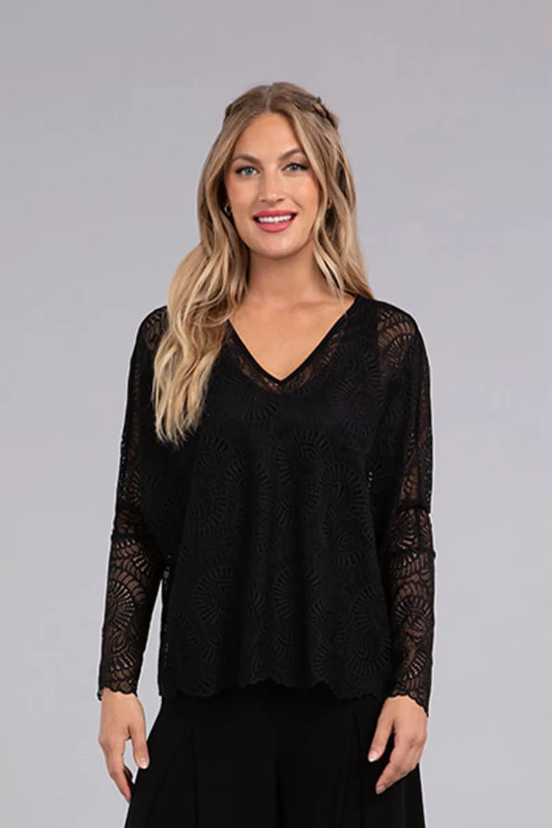 Lace Reversible Cinch Top | Black