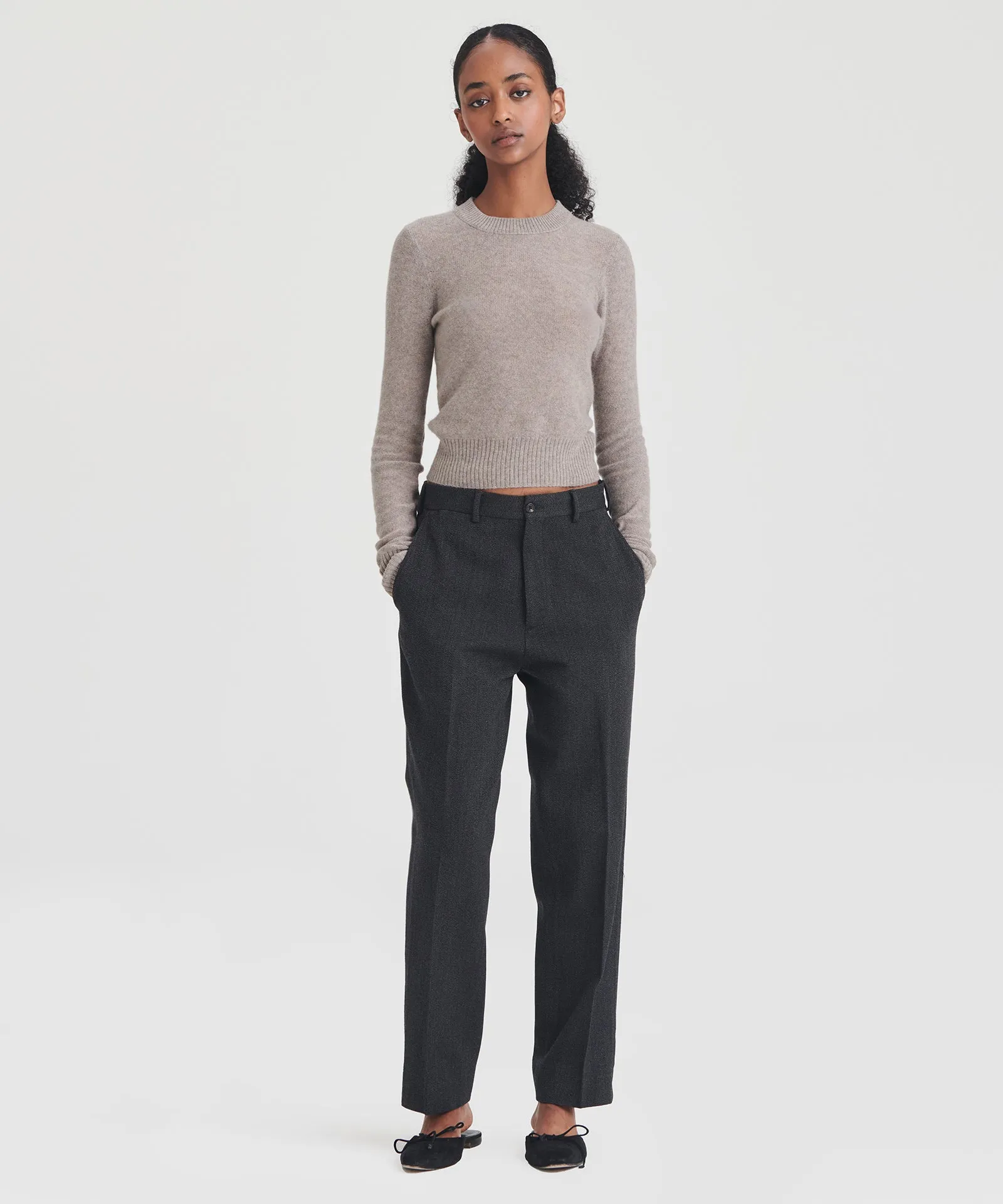 Lightweight Reversible Cropped Crewneck Sweater