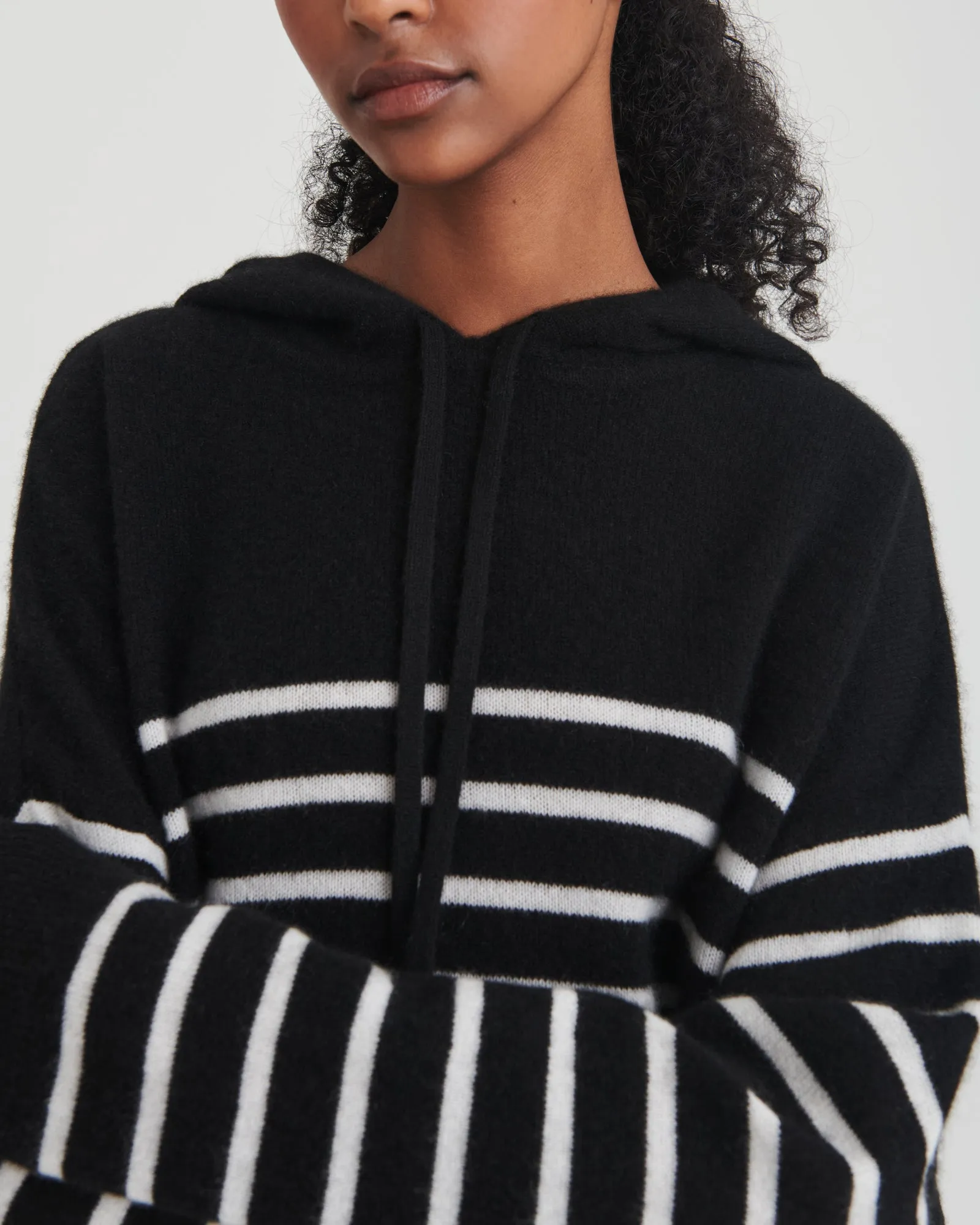 Lightweight Striped Cashmere Oversized Hoodie