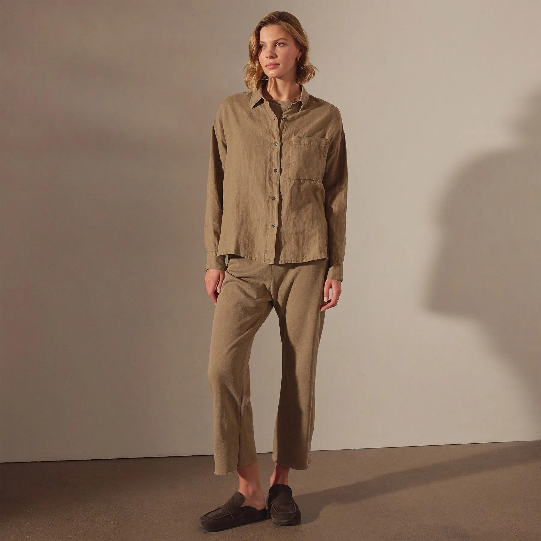 Linen Oversized Shirt - Cashew Pigment