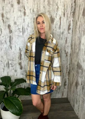 Lucy Beige & Black Plaid Tartan Shacket