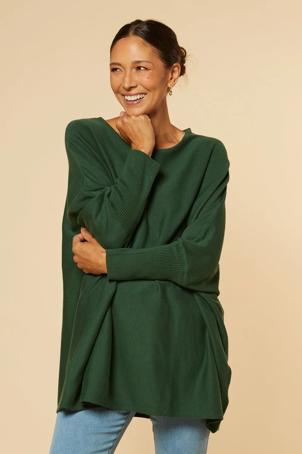 Mia Oversized Jumper in Forest