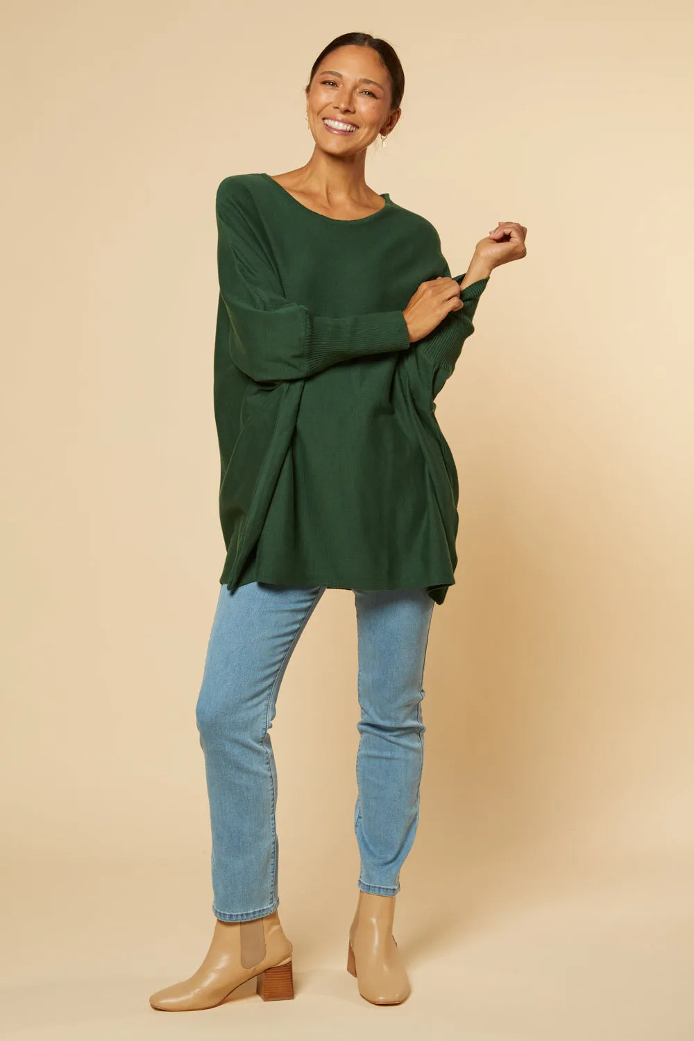 Mia Oversized Jumper in Forest