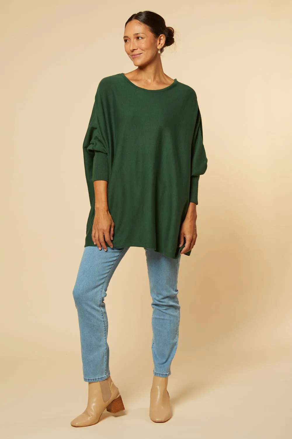 Mia Oversized Jumper in Forest