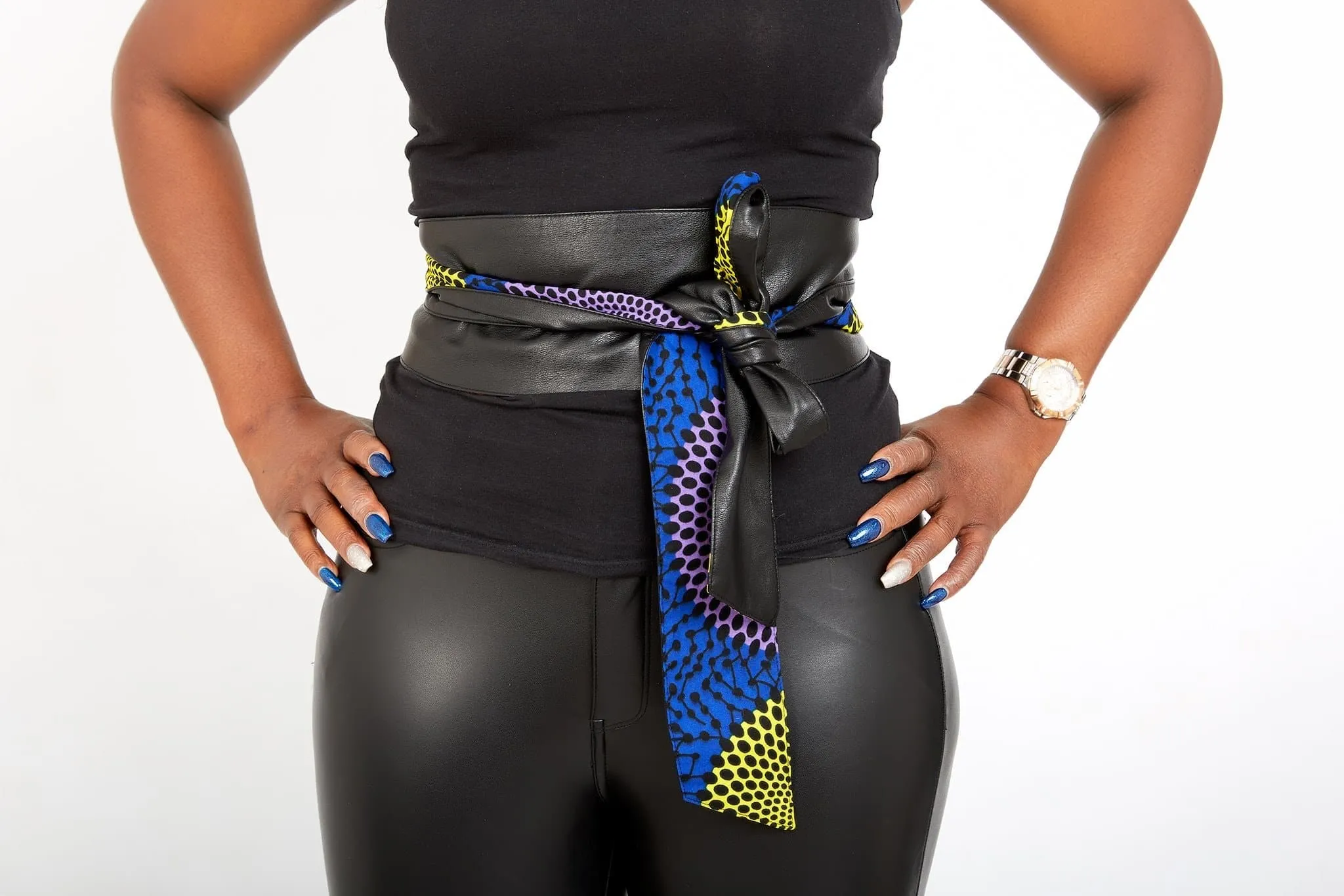 New In African Prints Reversible Leather Obi Belt