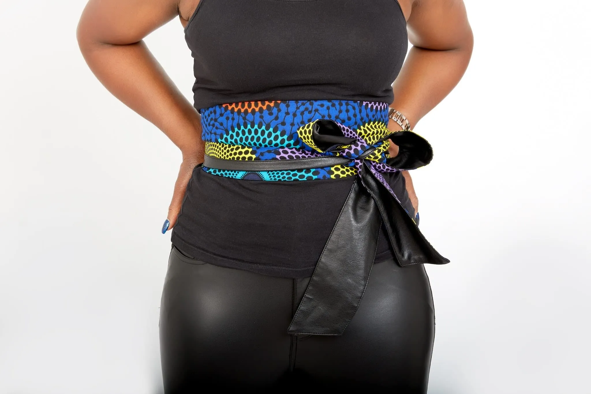 New In African Prints Reversible Leather Obi Belt