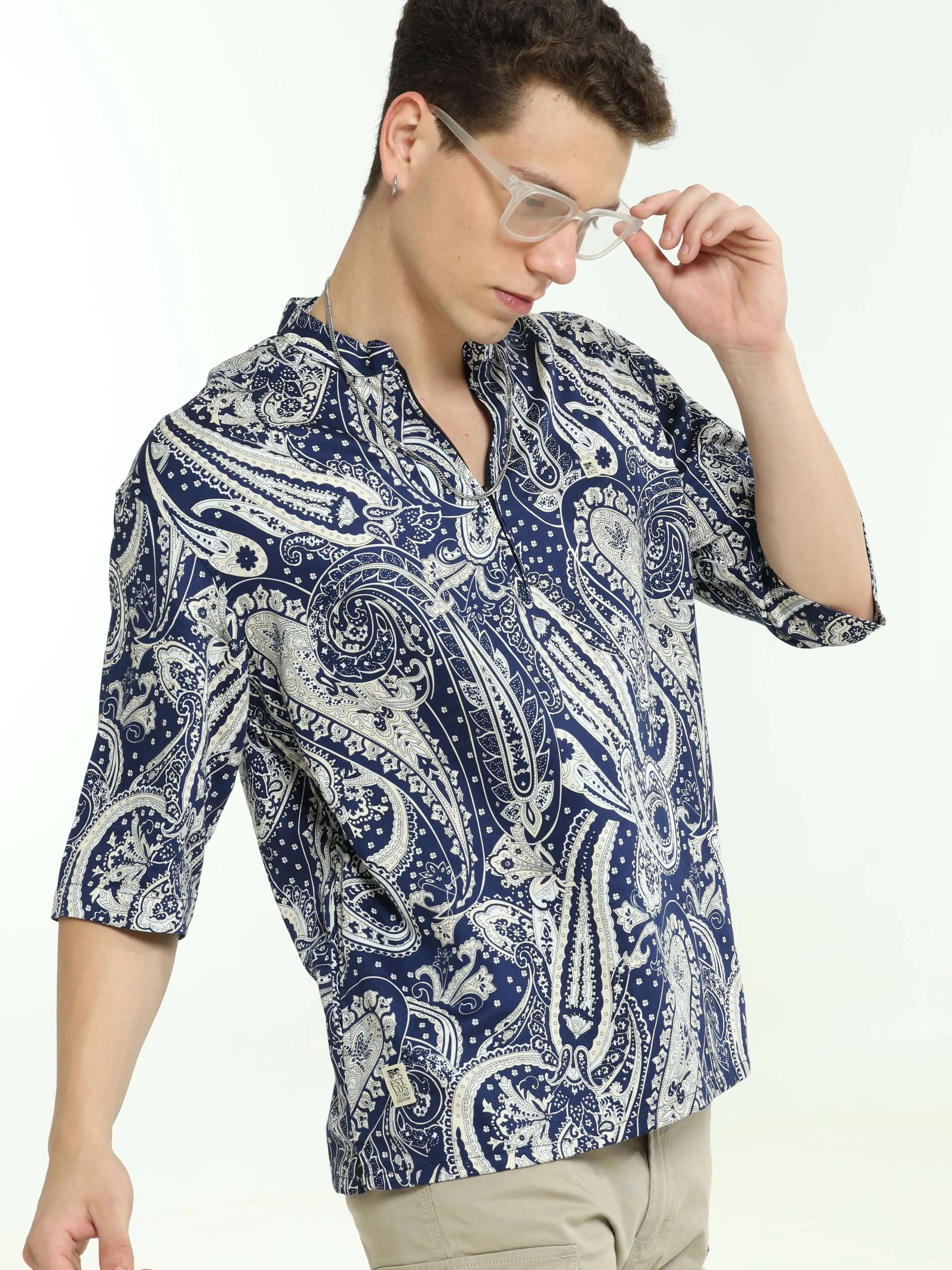 Oversized Blue colour printed kurta