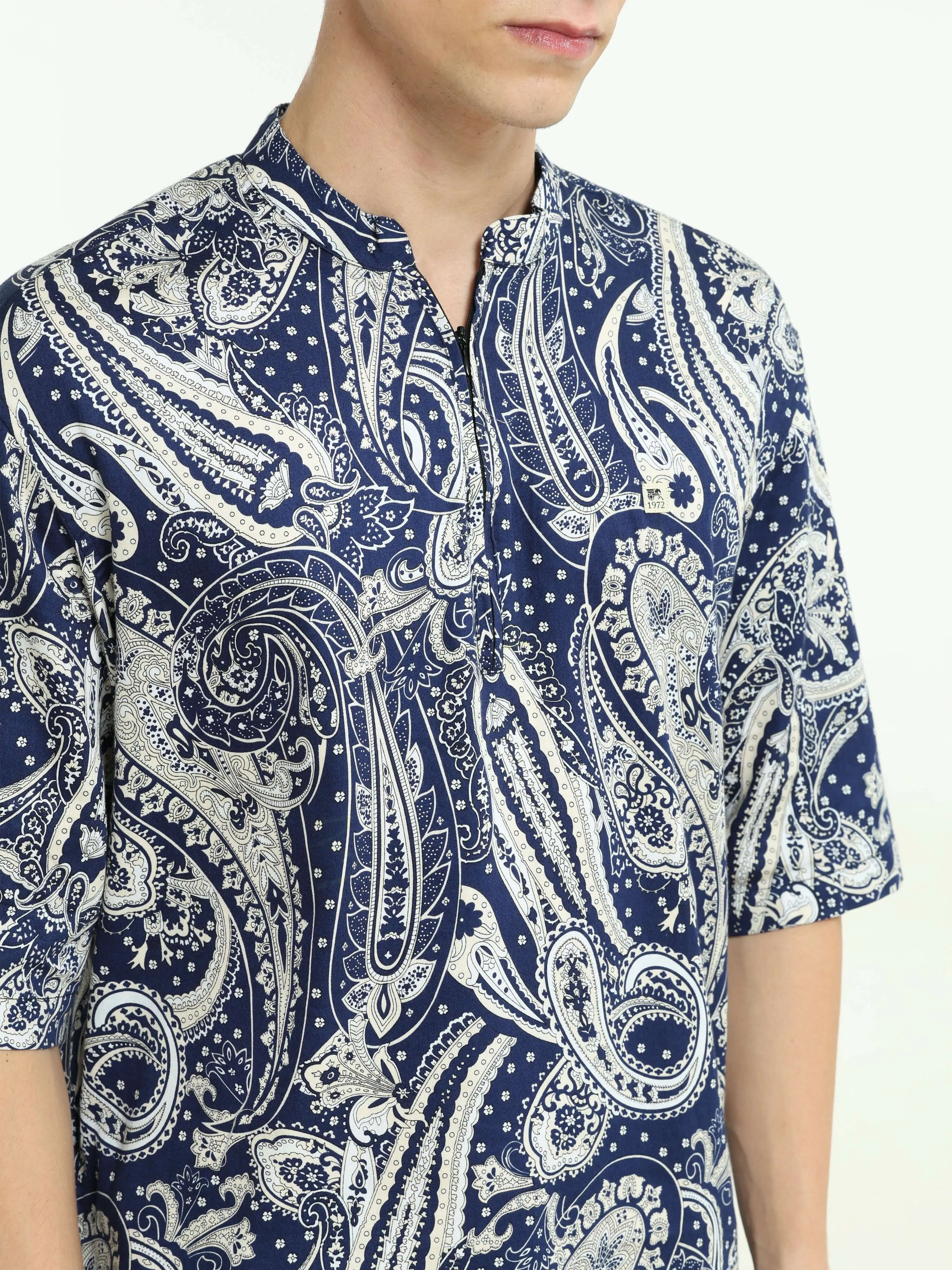 Oversized Blue colour printed kurta