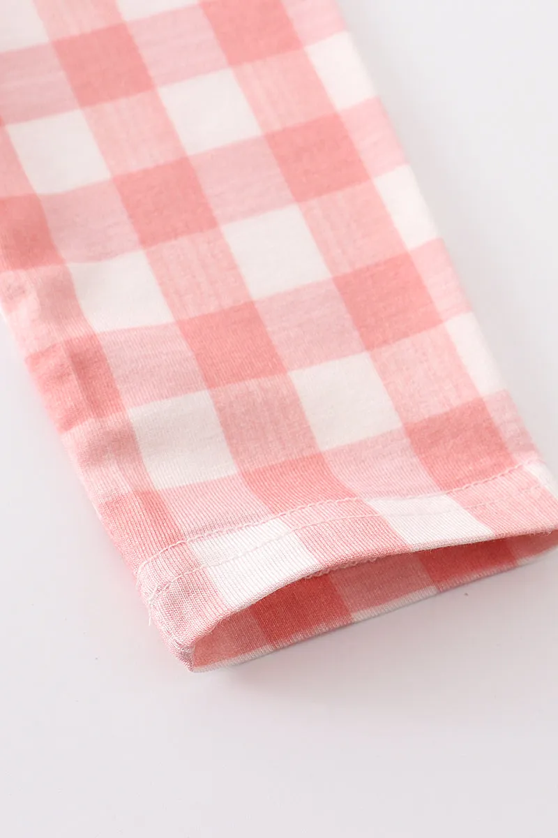 Pink plaid ruffle baby onesie