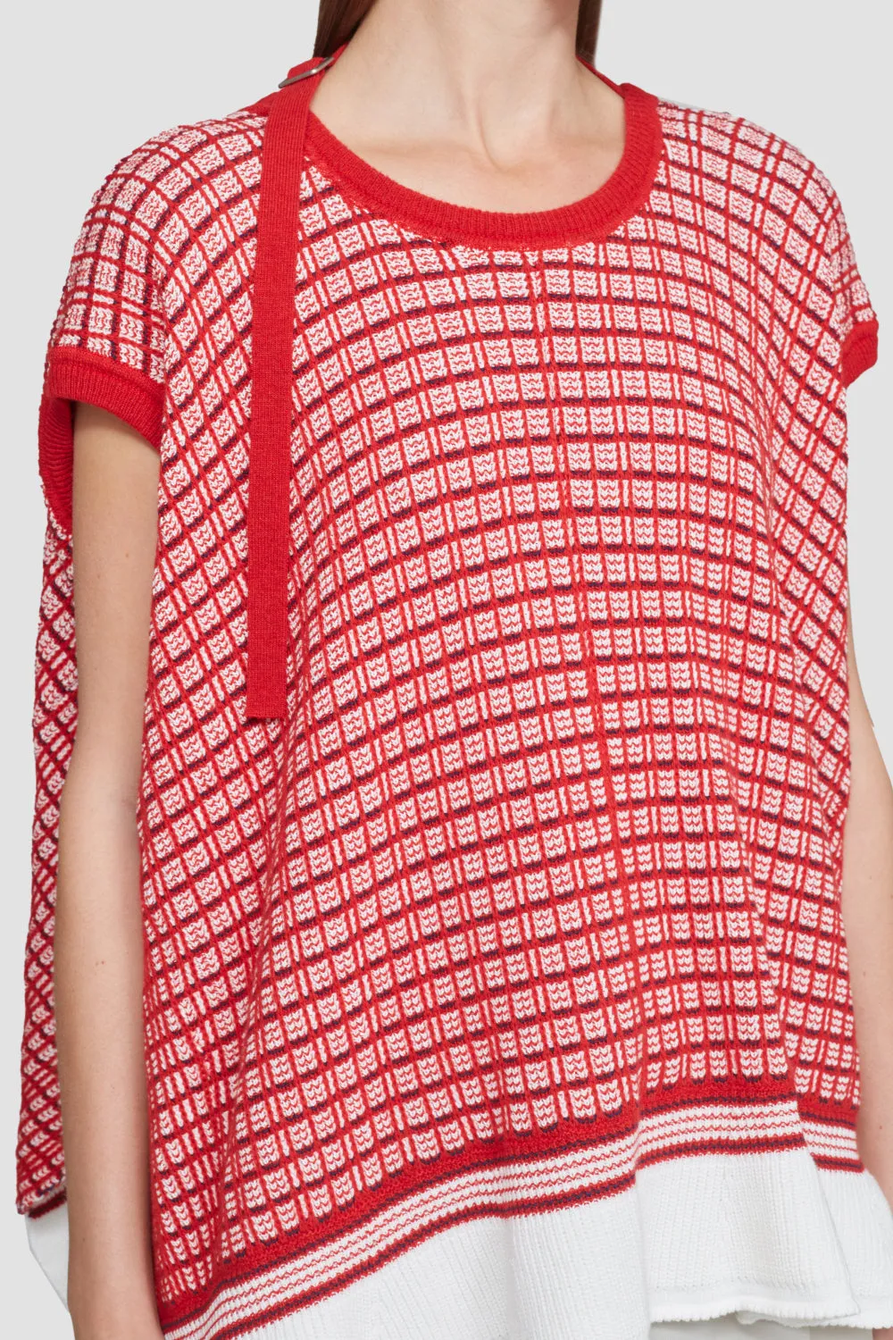 Plaid Jacquard Cap Sleeve Top