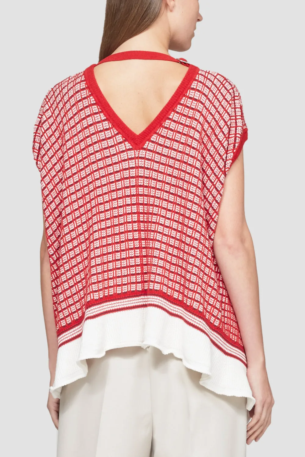 Plaid Jacquard Cap Sleeve Top