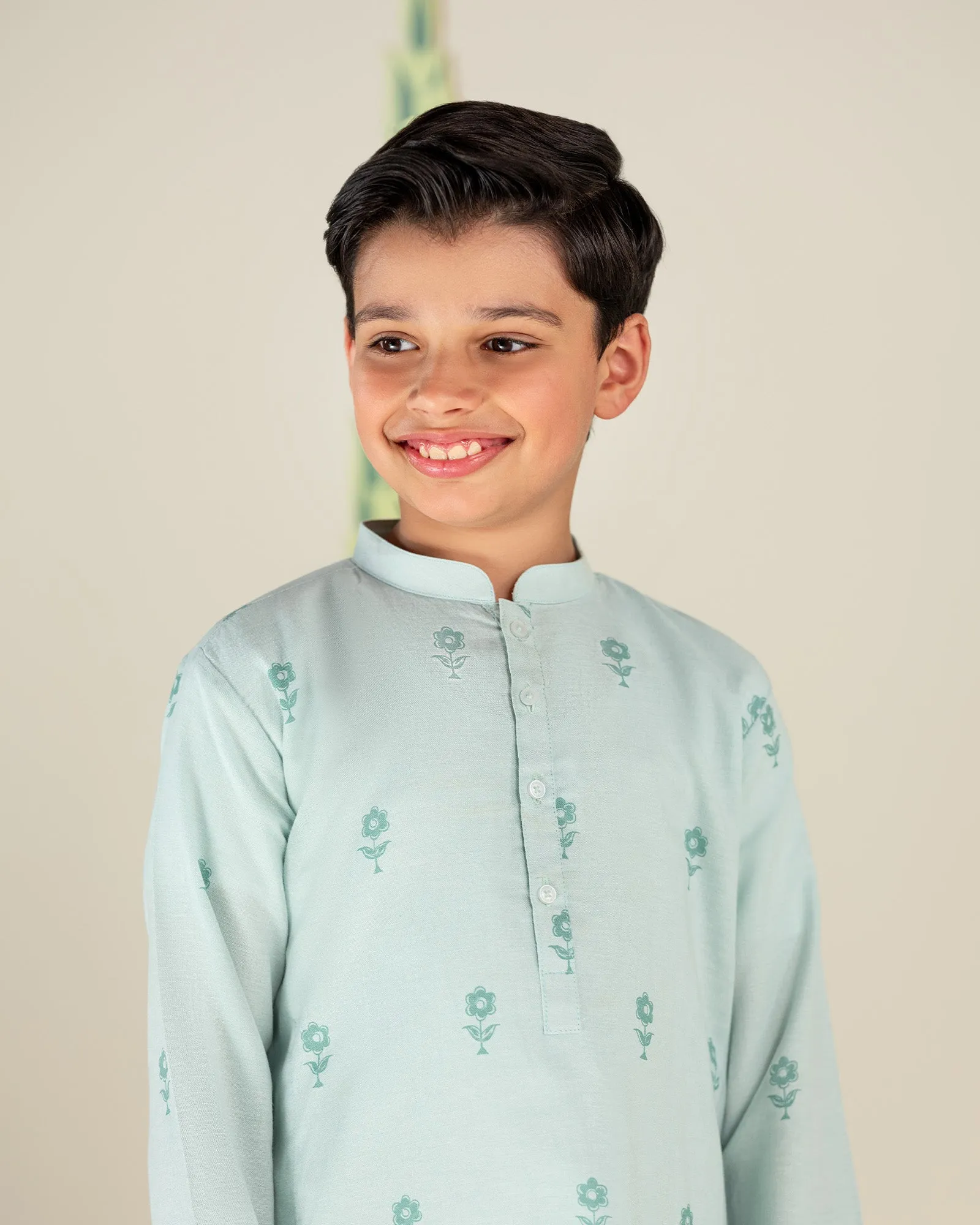 Printed Aqua Kurta