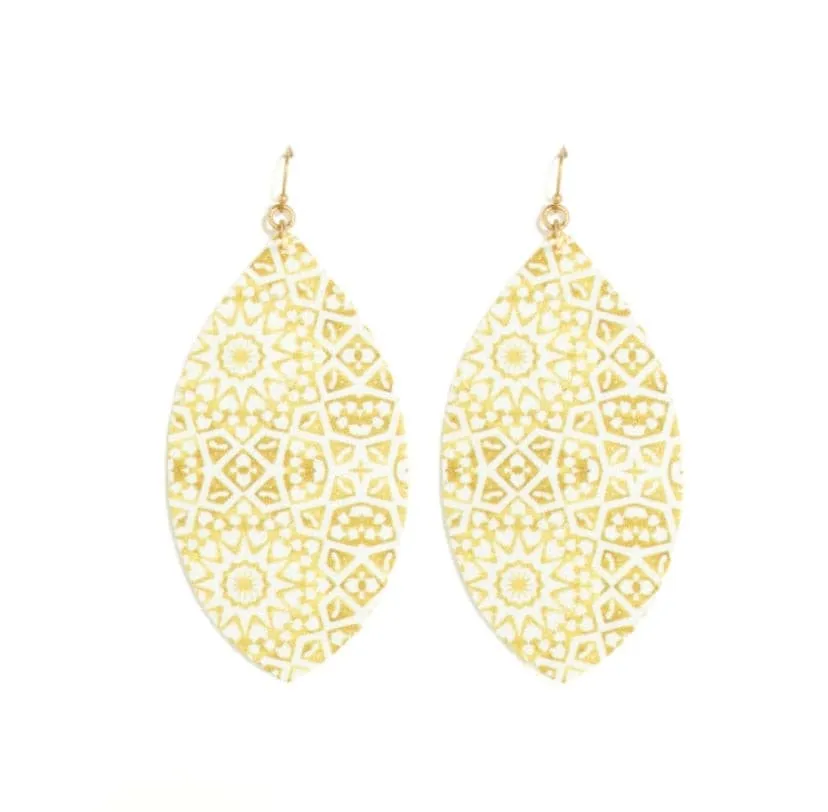 Printed Gold Pattern Earrings