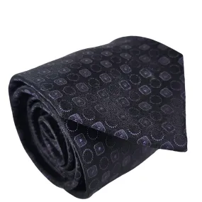 Printed Silk Necktie Black / Purple