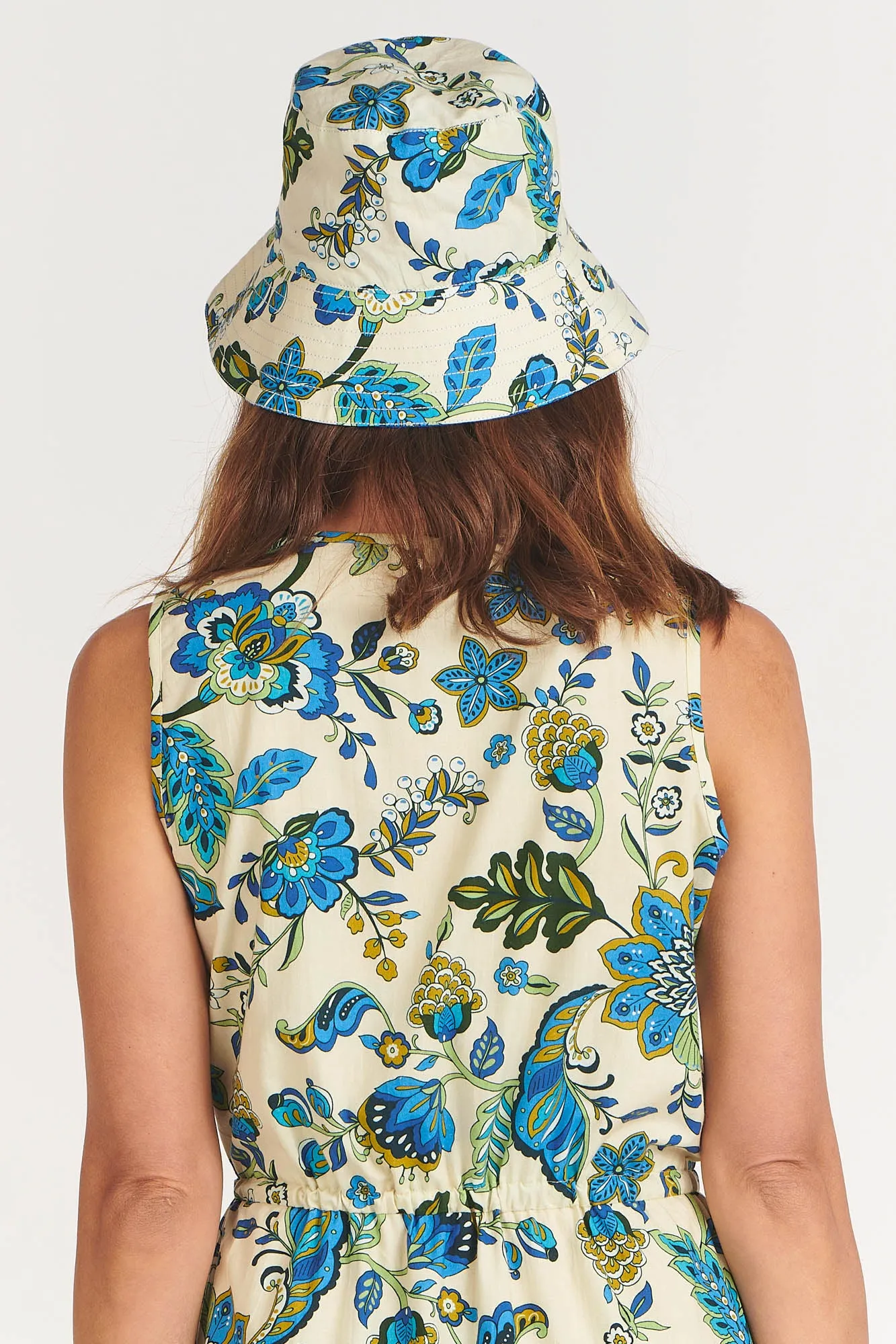 Reversible Bucket Hat Ivory Chintz