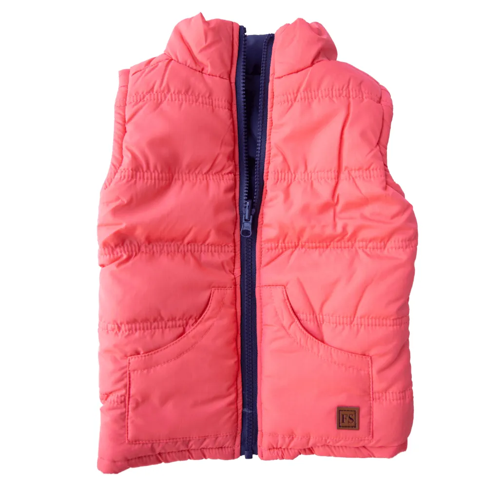 Reversible Vest - Navy & Watermelon - Size 1-2 Only