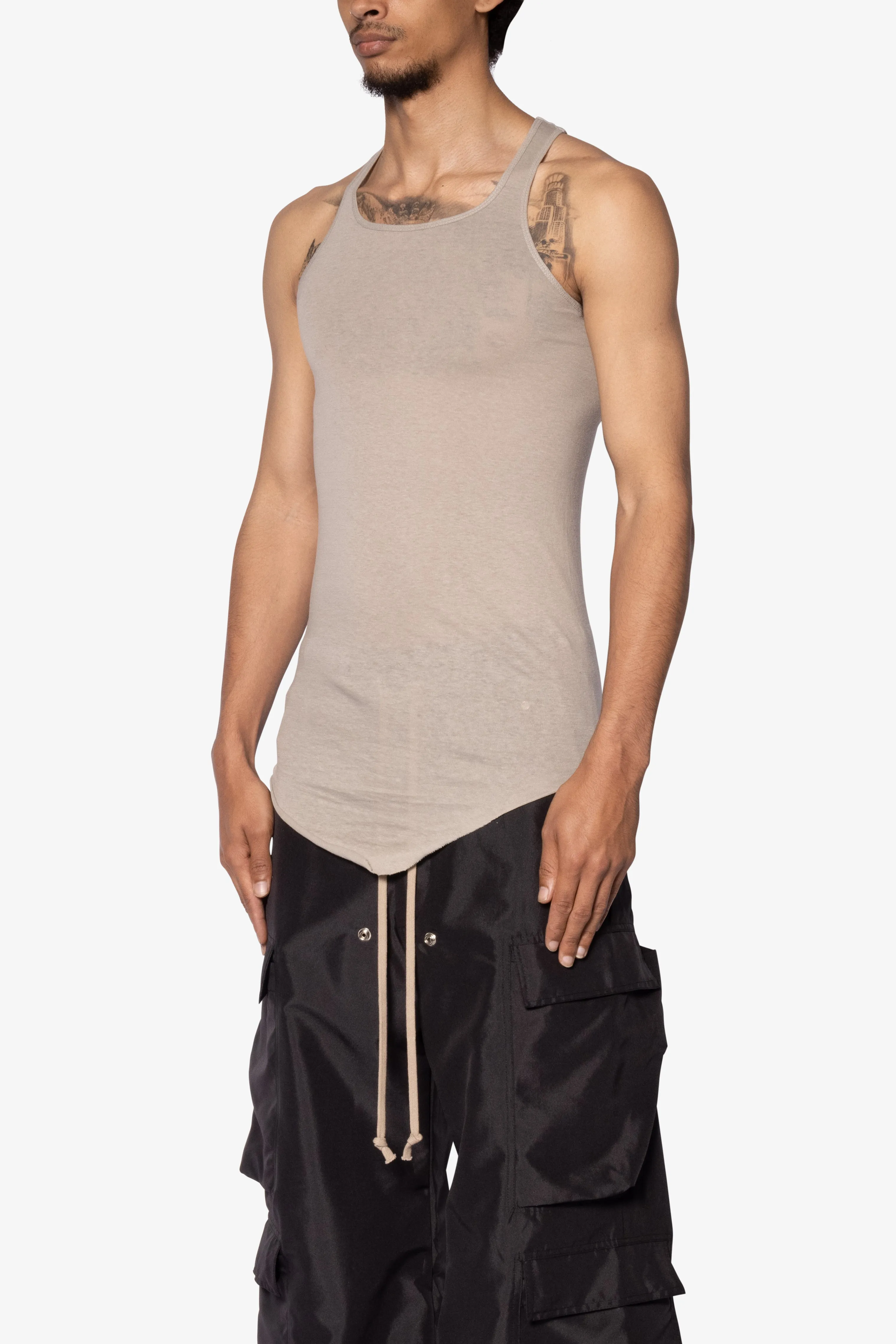 Sheer Knit Racer Tank - Bone