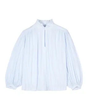 Spice Oversized Henley Blouse (Blue)