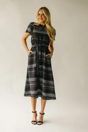 The Tollman Patterned Midi Dress in Black