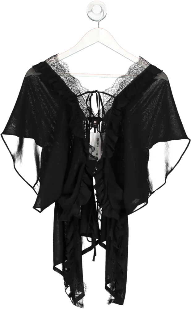 Victoria's Secret Black Sheer Lace Trimmed Short Robe UK S