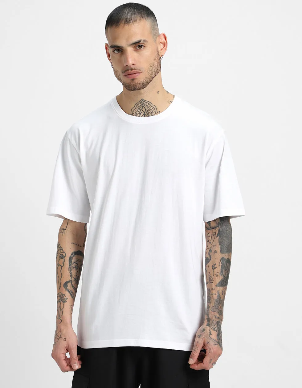 White Solid Oversized T-shirt